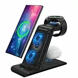 SPGUARD 3 in 1 Drahtloses Ladegerät kompatibel mit Galaxy Watch 8 40mm 44mm/8 Classic 46mm/Ultra (2025) 47mm/7/6/5,für Galaxy S25 Edge/Ultra/S25+/S25/Z Flip 7/FE/Z Fold 7,für Galaxy Buds 3 Pro/2