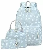 Schulrucksack Mädchen Teenager Damen Schultasche Rucksack Set Schulranzen für Mädchen Schule 3-teilig Lässig Rucksack mit Lunchpaket Tasche und Mäppchen