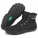 SAGUARO Winter Barfußschuhe Herren Warme Gefütterte Winterschuhe Wasserdicht Barfuß Winterstiefel Männer Leicht Rutschfest Barfussschuhe, Schwarz, 42 EU