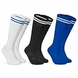CityComfort Fußball Stutzen Kinder und Teenager Gr. 27-42, 3-12 Jahren- 3er Pack Fussball Socken Kinder in schwarz, blau und weiß (Mehrfarbig, 31-36 EU, 6-9 Jahre)