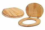 MSV WC Sitz Toilettendeckel Holz 'Kiefernholz' Scharniere aus Edelstahl - hochwertige und stabile Qualität
