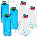 Forhome 6 Stück Faltbare Wasserflaschen Set, Flexible Wiederverwendbare Wasserflasche, Trinkflaschen Faltbar, Tragbare Faltbarer Wasser-Flaschen mit Karabiner für Wandern Radfahren Laufen, 65474