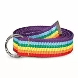 D-Ring-Gürtel - Lässiger Stoffgürtel mit Doppel-D-Ring, Segeltuchgewebe, Kariertes Design in Regenbogenfarben mit Silberfarbener Schnalle, Weicher Taillengürtel für Hosen