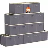 Lifewit 16 Stück Aufbewahrungsbox aus Stoff, Faltbar Aufbewahrungswürfel Kallax Boxen Aufbewahrung aus Vliesstoff mit Griff für Würfelregal Kallax Boxen Regal Einsatz, 26,5 X 26,5 X 28 Cm, Grau