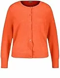 Samoon Damen Wärmende Strickjacke mit Knopfleiste Langarm unifarben Orange 46