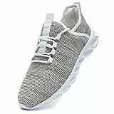 LANGFEUU Herren Sportschuhe Atmungsaktiv Straßenlaufschuhe Leichte Herren Freizeitschuhe rutschfeste Tennisschuhe Flache Outdoor Fitnessschuhe Herren Trainingsschuhe, 01light grey, 45 EU