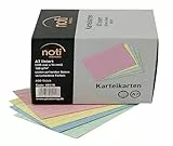 Karteikarten A7, 105 x 74mm liniert, farbig sortiert, 400 Stück in praktischer Spenderbox, für Vokabeln, als Lernkarten, Moderationskarten, Büro und Schule in 180g/m²