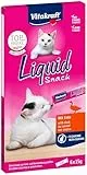 Vitakraft Liquid Snack, Katzen Leckerli, Katzensnack cremig, mit Ente und Beta Glucane, in einzelnen Sachets, verbessert die Immunabwehr (1 Paket mit 6x 15g)