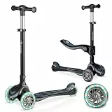 Nukido Kinderroller Roller Scooter Kinder - Dreirad-Roller mit Sitz - Leuchtendes Deck - LED-Räder - bis 50 kg - Silber Schwarz