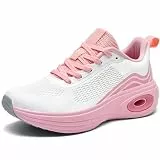 Wondamo Sneaker Damen Leichte Atmungsaktiv Laufschuhe mit Dämpfung Walkingschuhe Outdoor Turnschuhe Fitnessschuhe Womens Trainers,Rosa Weiß,40EU