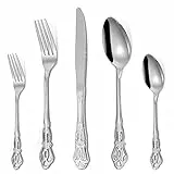 Besteck Set, 20-teiliges Royal Besteckset für 4 Personen Luxus Palaststil Besteck aus Edelstahl, Hochglanzpoliert Spülmaschinenfest Messer Gabel Löffel Essbesteck für Hochzeitsfest, Bankett, Geschenk