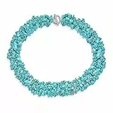 Bling Jewelry Stabilisierte Türkis Edelstein Chunky Cluster Bib Chips Aussage Multi Strang Aussage Halsketten Silber Plattiert Verschluss