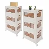 WindWilder 2er Set Faltbarer Aufbewahrungsbehälter 43x27.5x81cm, 3-stufige Stapelbare Aufbewahrungsorganisator mit Deckel und Rädern bis 50kg/110 lbs