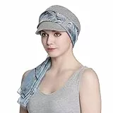 Alnorm Atmungsaktives Bambusfaser-gefüttertes Newsboy Hut und Schal Set für Damen, Hellgrau geblümt, One size