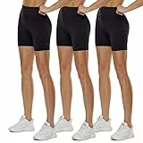 TNNZEET 3er Pack Radlerhose Damen High Waist Sommer Shorts Blickdicht Kurze Sporthose Leggings Hotpants Unter Kleider für Sport Yoga(Schwarz/Schwarz/Schwarz, S-M)