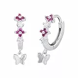 Prinzessin Lillifee Creolen 925 Sterling Silber Mädchen Kinder Ohrschmuck, mit Zirkonia synth., 1,6 cm, Silber, Schmetterling, Kommt in Schmuck Geschenk Box, 2027893