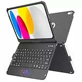 TQQ Schutzhülle mit Tastatur für iPad 11. Generation A16 2025 und 10. Generation 2022, mit großem Präzisions-Trackpad, 10-Farben-Hintergrundbeleuchtung, tragbarer Stil, spanische QWERTY Ñ, Schwarz