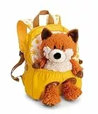 Rucksack mit Plüschtier 21x26cm Fuchs 25cm - gelb - Abnehmbarer Pluschspielzeug Weich Flauschig- Kindergartenrucksack mit Kuscheltier für 2-5 Jährige Jungen und Mädchen | 62693