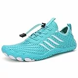 Teechodina Unisex Traillaufschuhe Herren Damen Wanderschuhe Barfußschuhe Laufschuhe Knit Sneaker Fitnessschuhe Fivefinger Zehenschuhe, Grün-A, 41
