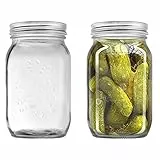 YUEYEE Einmachgläser 1L,Vorratsgläser mit Deckel,Mason Jars zum Gären, Einmachgurken,Tomaten,Marmelade,Lagerung Nudeln,Nüsse, Süßigkeiten und Bohnen,2 Stück Einmachgläser mit Schraubdeckel