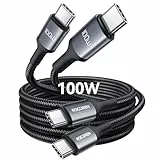 Rocoren USB C Kabel 100W [ 2Stück 2M+2M ] PD3.0 Schnellladekabel USB C auf USB C, Nylon Geflochten Ladekabel für Handy iPhone 16 15 Pro Max Galaxy S25 S24 S23 Ultra Pixel iPad MacBook Pro Air