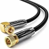 deleyCON 1,5m SAT Antennenkabel Satellitenkabel Koaxialkabel - HDTV Full HD 4K - F-Stecker 90° Gewinkelt zu F-Stecker Gerade - Schwarz