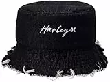 Hurley Women's Bucket Hat - Olivia Frayed Denim Sun Hat, Size One Size, Black, HIHW0016, Schwarz