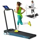 MERACH Walking Pad mit 6% Steigung, 1-12km/h 2 in 1 Laufband Klappbar, 3.0HP Laufband für Zuhause with Handle Bar, 136KG Capacity Treadmill, Laufbänder Schreibtisch, LED, APP, Einfach zu Verstauen