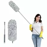 Fogray Staubwedel Teleskop Waschbar Duster Lang Ausziehbar mit Weichem Silikon Cap, Spinnenwebenentferner Staubwischer mit Teleskopstange, Staubmagnet Staubfänger für hohe Decken Deckenventilator