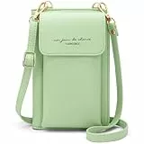 YERUUE Handytasche Zum Umhängen Damen kleine Handy Umhängetasche mit 4 Kartenfächer, Handytasche mit Geldbörse zum Umhängen mit Verstellbar Abnehmbar Schultergurt(Grün)