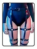 Sethain Punk Leder Beinkette Gürtel Schwarz Taille Oberschenkelstrumpfbänder Rave-Gürtel Gothic-Schmuck-Accessoire für Frauen (Beinkette-1)