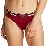 Calvin Klein Damen Bikinihose mit Logobund, Rot (Plum Glaze), S