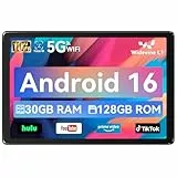 Whitedeer Tablet, Tablet 10 Zoll, Android Tablet mit 30GB RAM 128GB ROM, Octa-Core, HD IPS Touchscreen, 5000mAh Akku, WiFi 6, Bluetooth 5.0, Dual Kamera, Face ID, Google-Zertifiziert, Schwarz