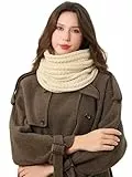 DonDon Schal Damen Winter Winterschal Strickschal Loop Schal Schlauchschal - Creme
