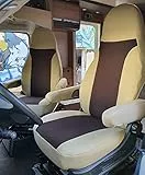 BREMER SITZBEZÜGE Maß Piloten Schonbezüge Sitzbezüge kompatibel mit Wohnmobil Camper Ducato Fahrer & Beifahrer 830 Schonbezug Set in Beige/Braun