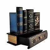 Trendy Boy Jahrgang Buch Stiftköcher Retro-Stift-Schreibtisch-Organizer mit Schublade Retro Utensilienschalen für Home Office Study Library (116)
