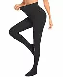 Jiuday Strumpfhosen Damen Winter Thermo Strumpfhose Fleece Gefütterte Winterstrumpfhose Hohe Taille Hintern Heben Ultraweich (85g Fleece Mit Füß-Schwarz,S)
