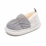 Fudaolee Winter Hausschuhe Kinder Baumwoll Gefüttert Pantoffeln Mädchen Jungen Warme Plüsch Hausschuhe Kleinkind Weiche rutschfeste Home Slippers Indoor Outdoor Grau EU27/28 = CN28/29