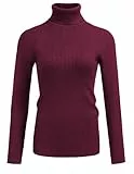 Hotouch Strickpullover Damen Pullover Elegant Rollkragenpullover Herbst Winter Pulli Rollkragenshirt Casual Strickpulli Langarmshirt Basic Slim fit Oberteile Rot L