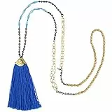 KELITCH Damen Goldketten Halskette Mit Quaste Und Friedenszeichen - Türkis Achat Gemischte Kette