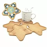 Anktily Bambus-Mosaik-Untersetzer, leere Bodenschalen für Bastelarbeiten, Mosaikzubehör, Trinkbecher-Untersetzer, Pflanzen-Untersetzer, Kunstteller (Stern), 4 Stück