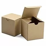 Switory 50pc Geschenkboxen mit Deckel, 10x10x10cm, Kraftpapier-Geschenkboxen zum Basteln, Cupcake, Papp-Brautjungfern-Vorschlagsboxen, Braune Hochzeitsbevorzugung, Einfache Montageboxen Wahre Farbe
