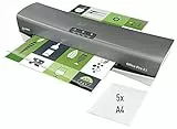 Leitz iLAM Office Pro A3 Laminiergerät, ultraschnelle Aufwärmzeit von 1 Min, für 75-175 mic Folien, Eingabehilfen-LEDs & LED-Status, Anti-Stau, Auto-Abschaltung, Hüllen-Starterkit, Grau/Weiß, 75180084