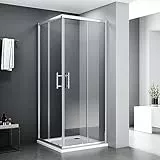 SONNI Duschkabine/Duschabtrennung 70x70x185cm Eckeinstieg Doppel Schiebetür Echtglas