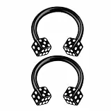 KJM FASHION 2 Stk Eloxiert Schwarz Circular Barbell 1.2mm 16gauge 3mm Acryl Würfel Tragus Cartilage Septum Helix Ohrringe Nose Piercing Schmuck 1730