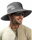 FURTALK Bucket Sonnenhut Herren UPF 80 breiter Rand Outdoor Wander Angler und Strandhut Dunkelgrau