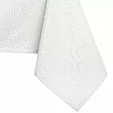 AmeliaHome Tischdecke 140x400 cm Tischtuch Tafeldecke Fleckschutz Lotuseffekt Abwaschbar Wasserabweisend Ornament Gaia weiß