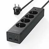 TESSAN 20W USB C Steckdosenleiste, GaN USB C Schnellladen Mehrfachsteckdose mit 4 Fach, Mehrfachstecker mit Verlängerungskabel 2M, Verteilersteckdose Überspannungsschutz 3600W für Büro