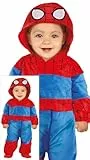 FIESTAS GUIRCA Super Baby Kostüm – Blau-Roter Superhelden Overall mit Spinnenmuster für Babys von 18-24 Monaten