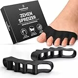 FERSENFREUND© Premium Zehenspreizer für alle Zehen - NEUHEIT 2025 - Zehentrenner Silikon Zehenstrecker Toe Spacer Zehenkorrektur Correct-Toes Toe-Spreader Separator Schwarz für Damen & Herren 2er-Set